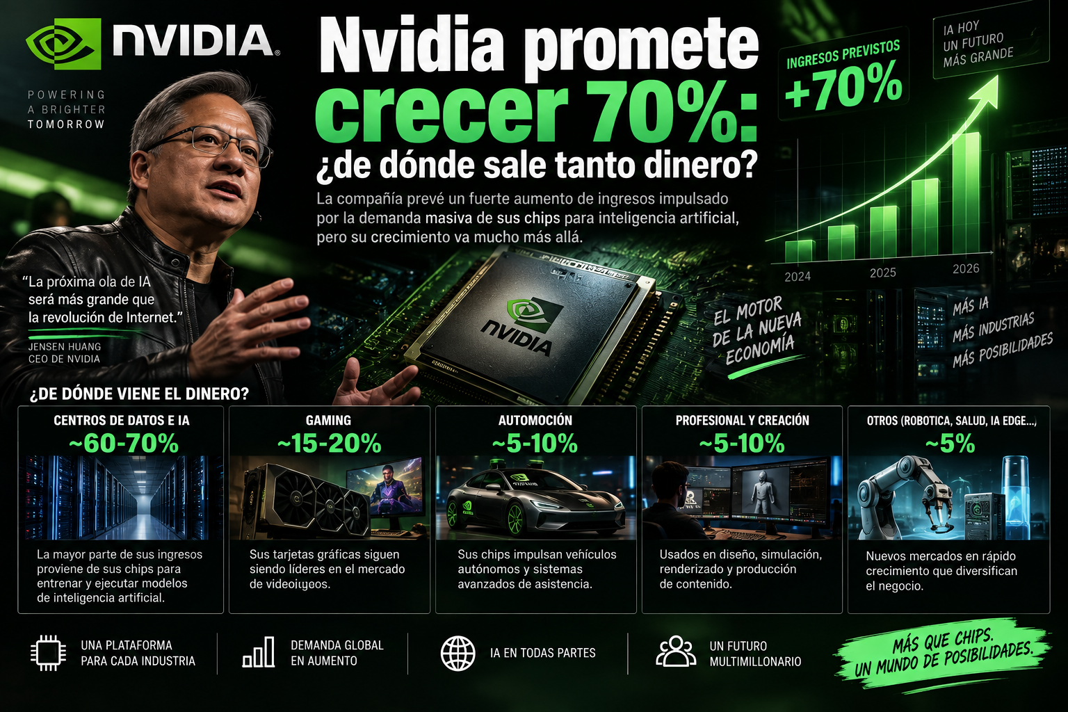 Ilustración sobre el crecimiento de Nvidia del 70 por ciento