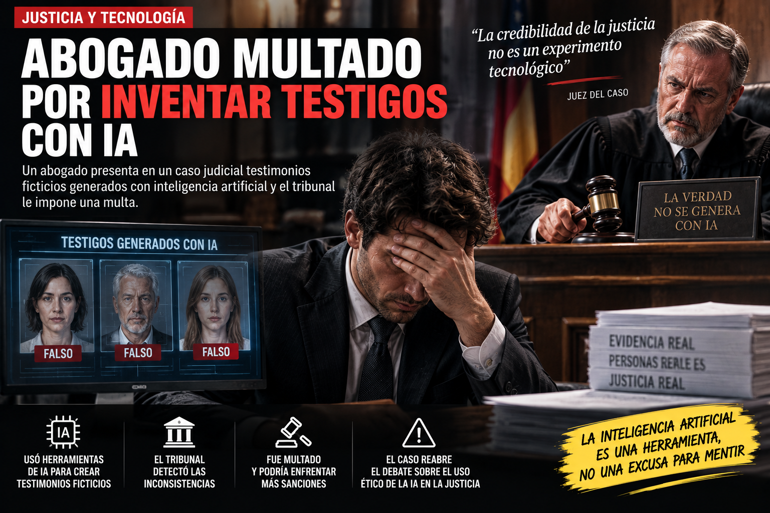 Ilustración sobre alucinaciones de IA en juicios legales