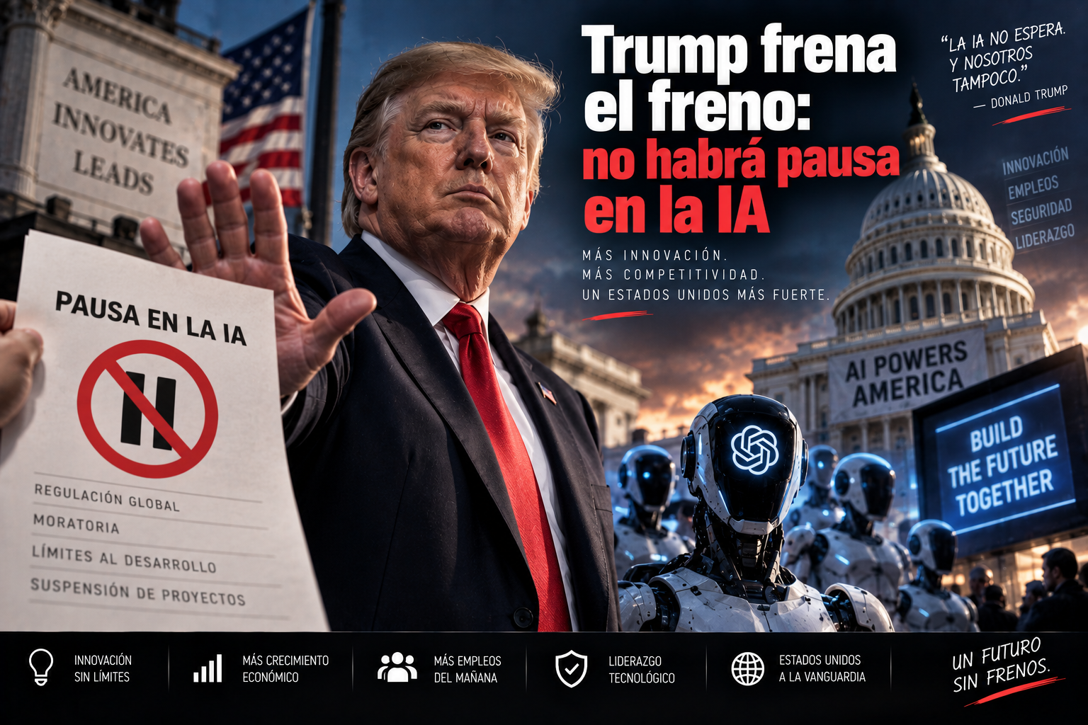 Ilustración sobre la pausa en el desarrollo de la IA