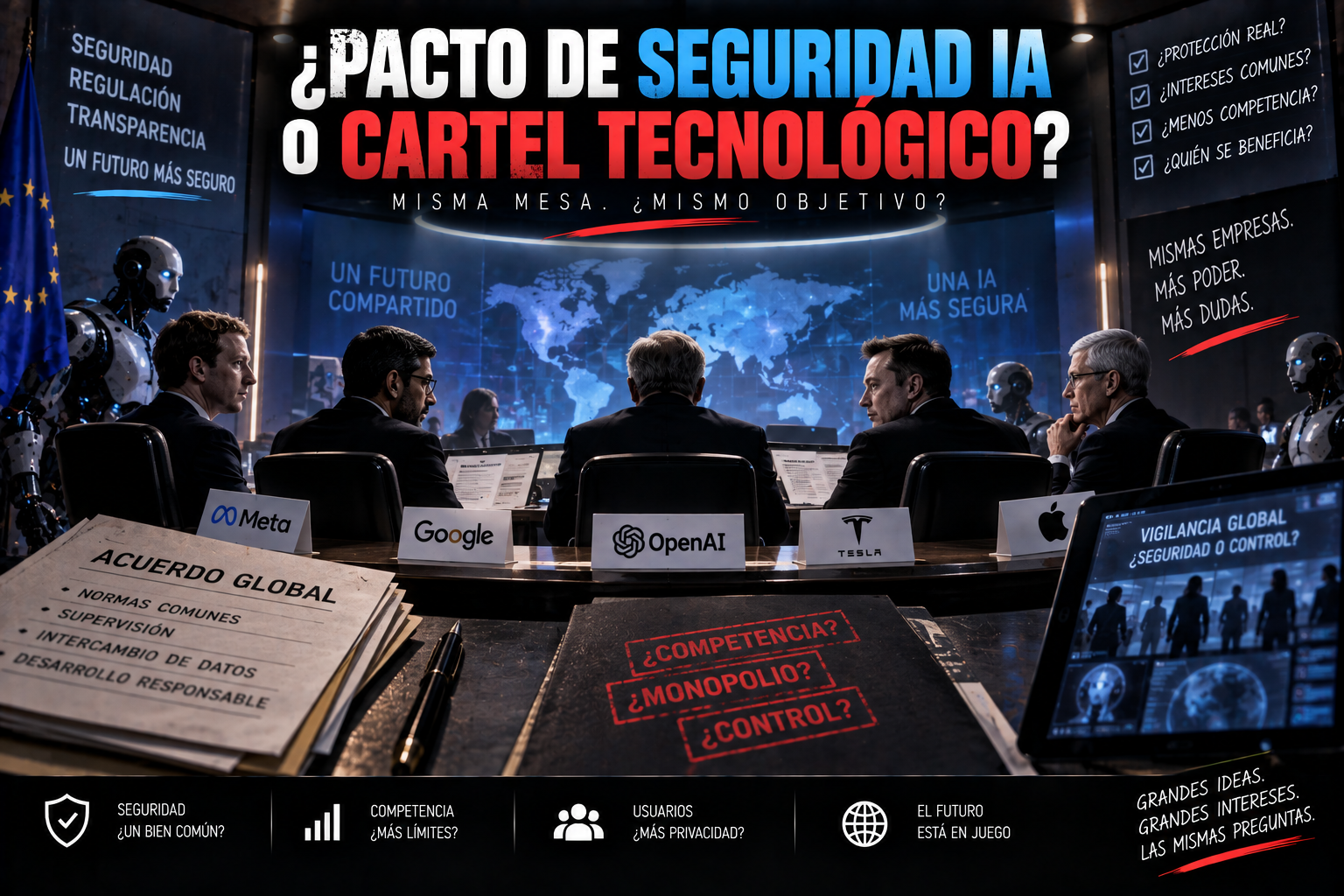 Ilustración sobre el pacto de seguridad entre gigantes de la IA