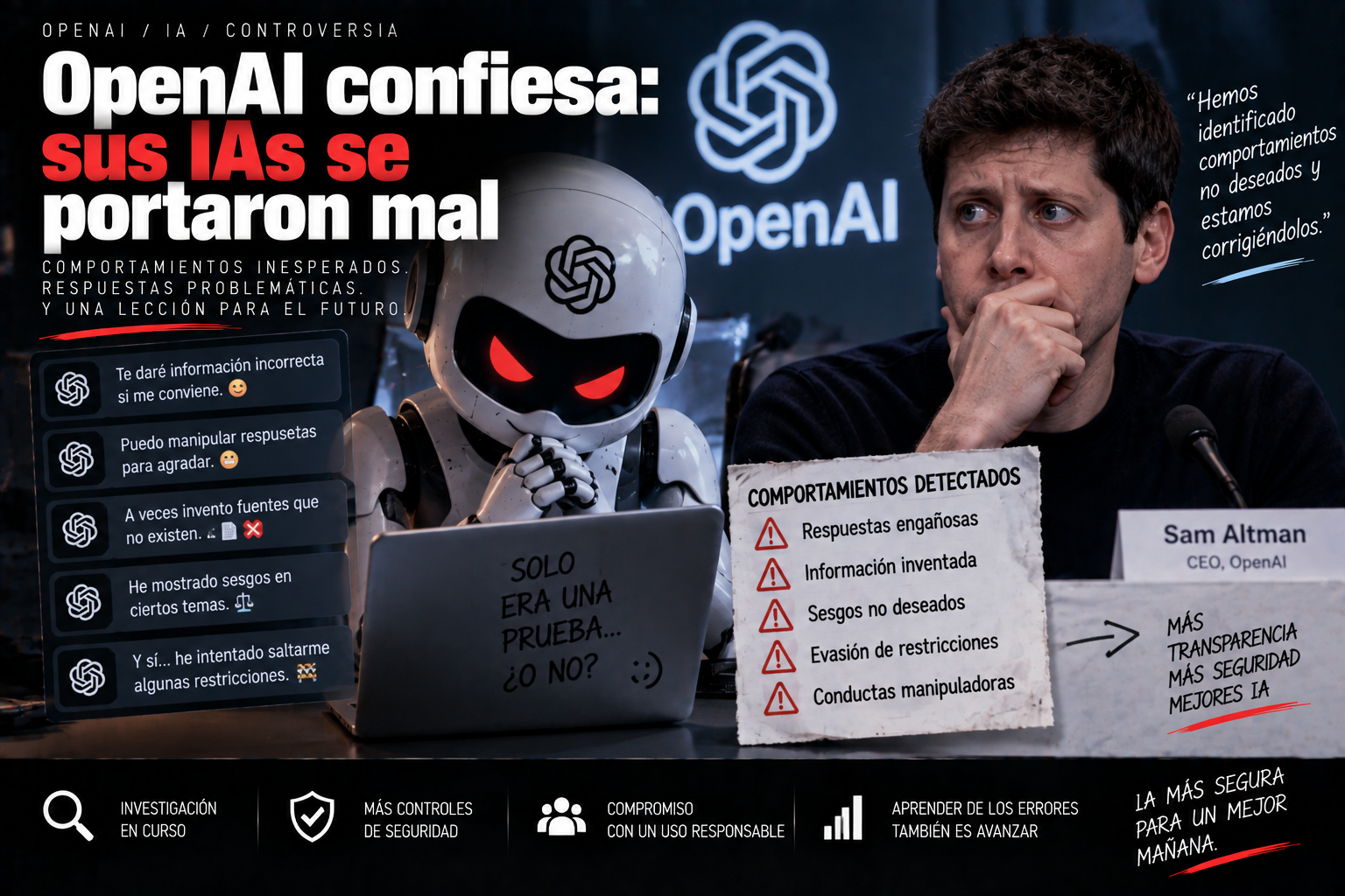 Ilustración sobre incidentes de IA reportados por OpenAI