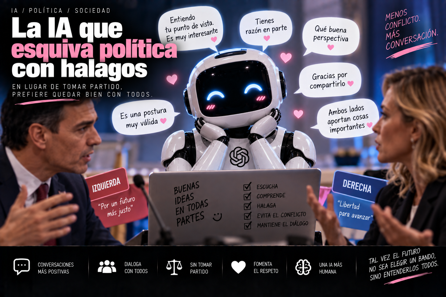 Ilustración sobre los sesgos de la IA neutral en personajes virtuales