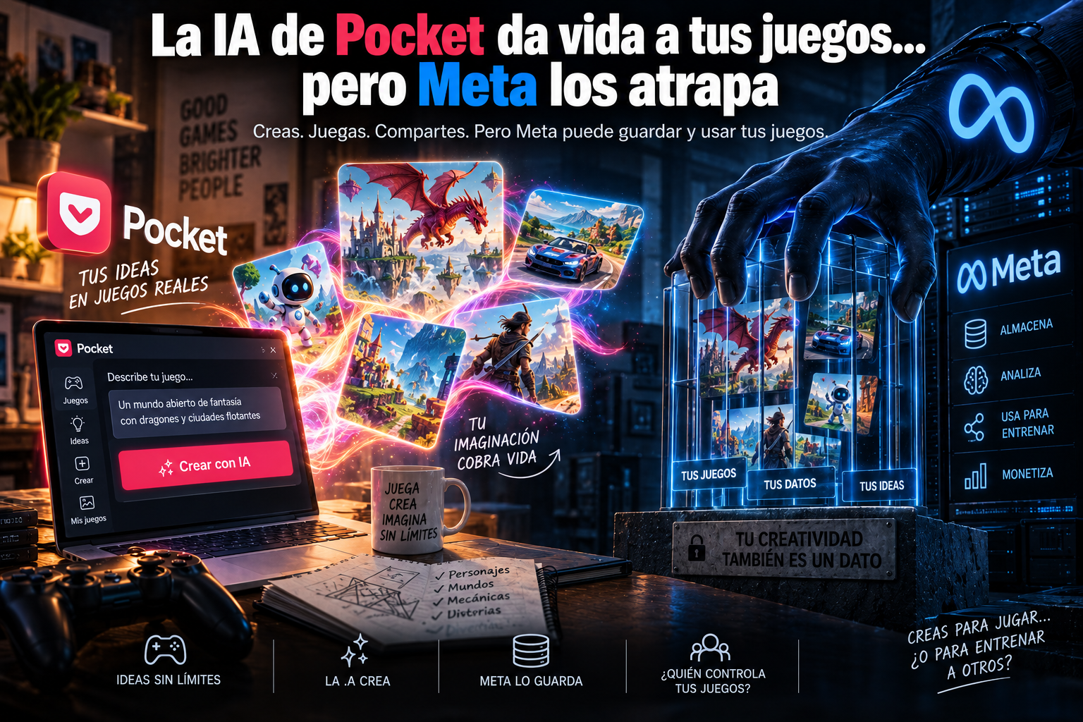 Ilustración sobre una herramienta de IA para crear juegos sin código