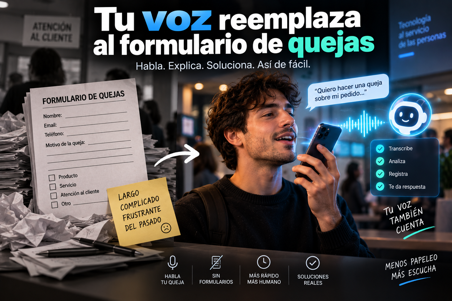 Ilustración sobre feedback de clientes por voz con Voicebox