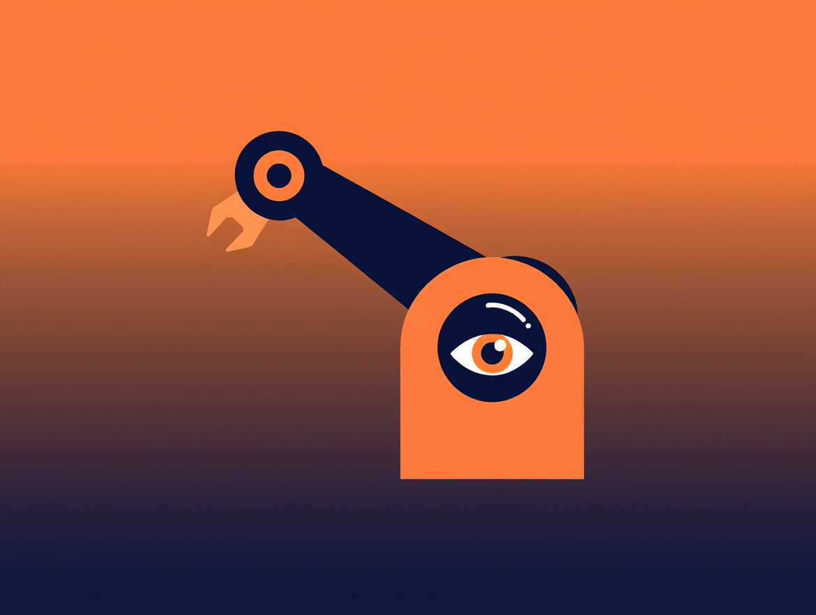 Ilustración sobre FLUX 3 Action y los robots que aprenden a ver
