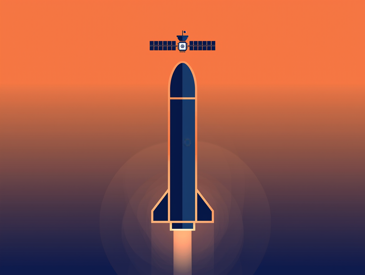 Ilustración sobre Google lanzando su IA al espacio en el Falcon 9